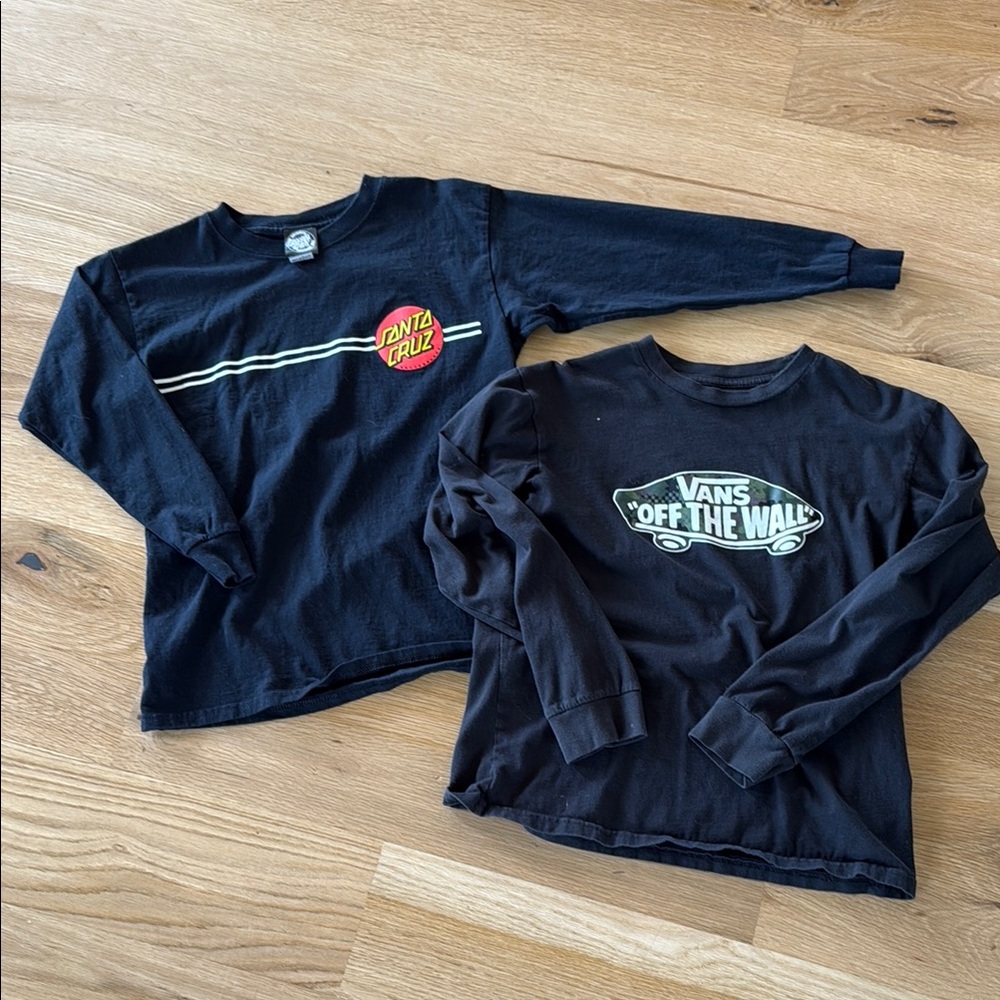 Santa Cruz and Vans Skateboards Black Long Sleeve Tee for Kids